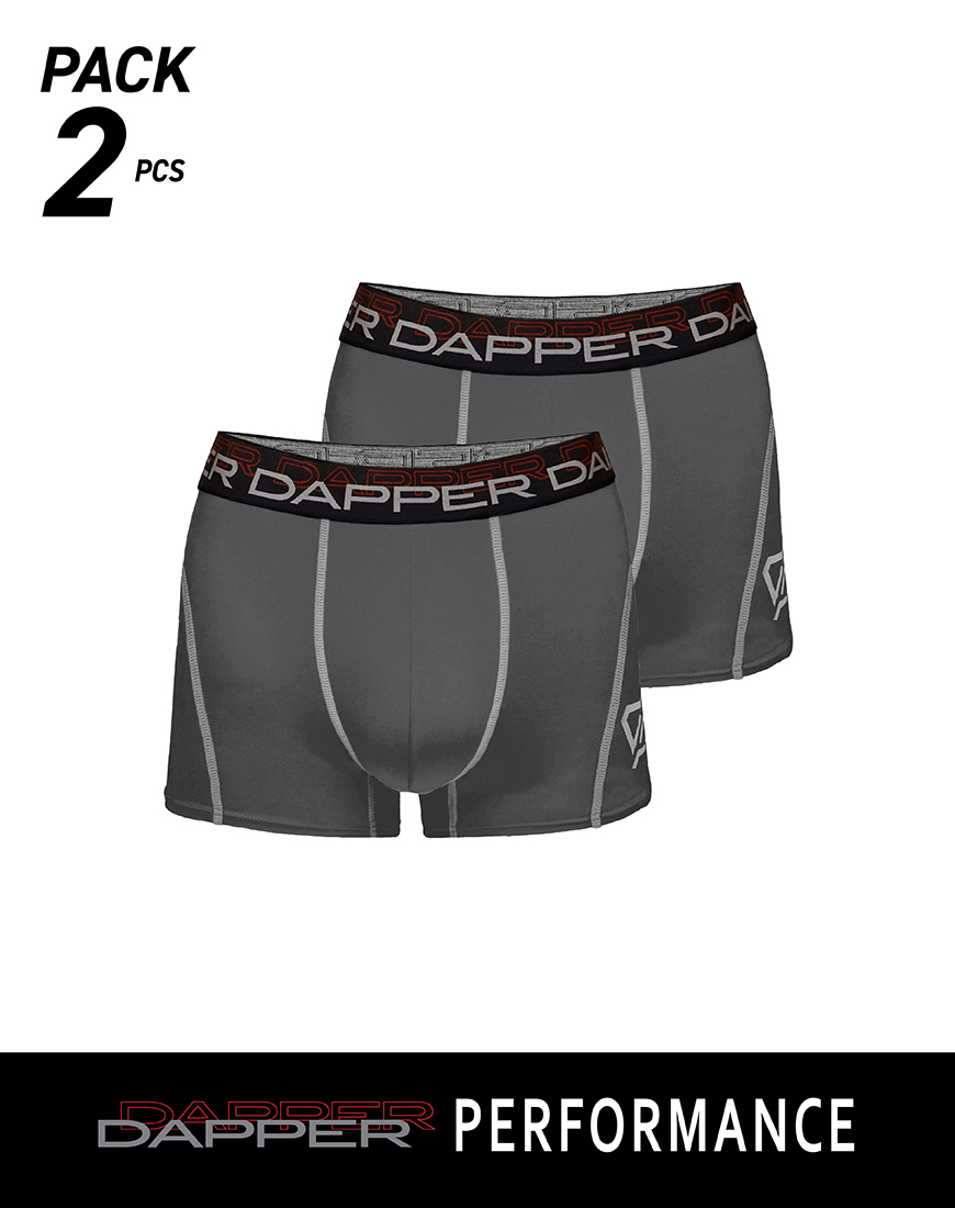 Dapper Performance Boxer Briefs - Grey (Pack 2 Pcs.)